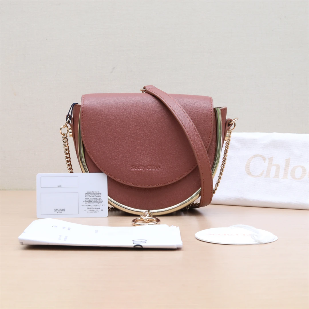 99新 Chloe/蔻依 chloe马鞍包 棕色 单肩包P244070184