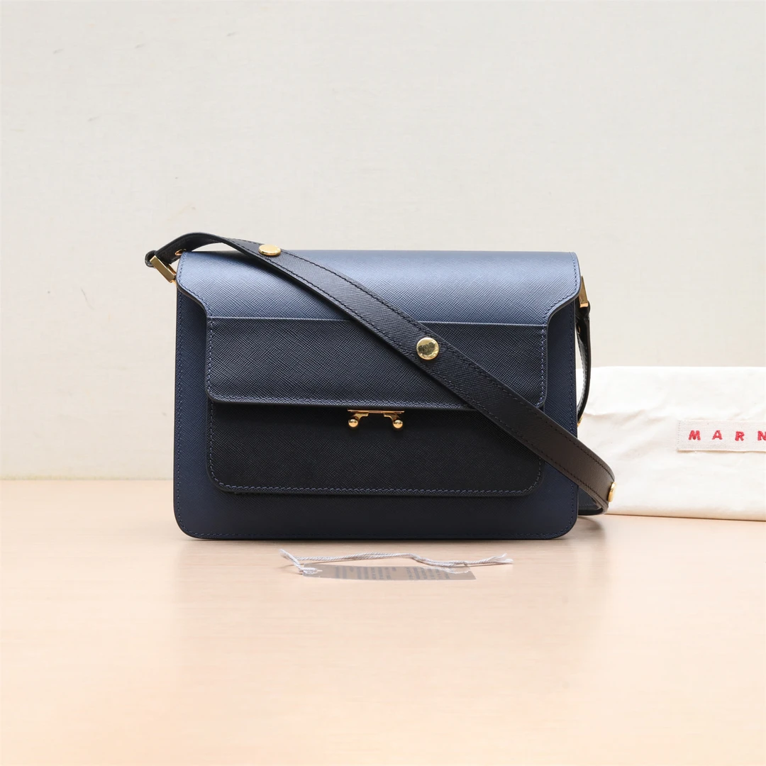 95新 MARNI 风琴包 中号 拼色 斜挎包 P214454244