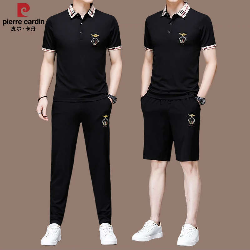 【皮尔卡丹官方正品】高档桑蚕丝高端男士时尚休闲运动套装男装一套