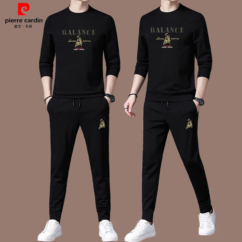 【皮尔卡丹品牌】高档桑蚕丝男士休闲运动服套装男款一套大牌春秋装
