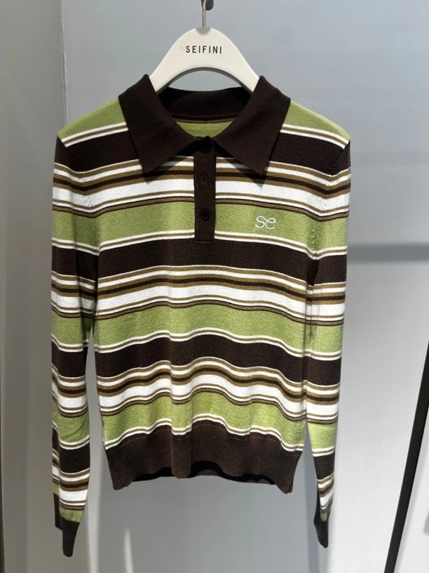 2024年秋款新品条纹针织polo针织衫3F8233431