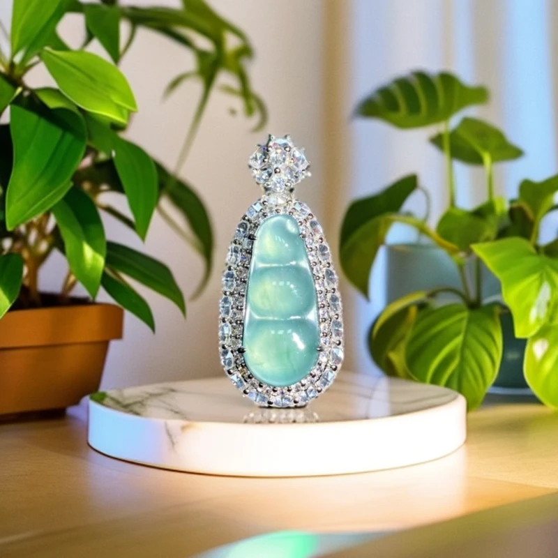 天然翡翠A货豪华大气精致福豆吊坠多样性发货发其一17