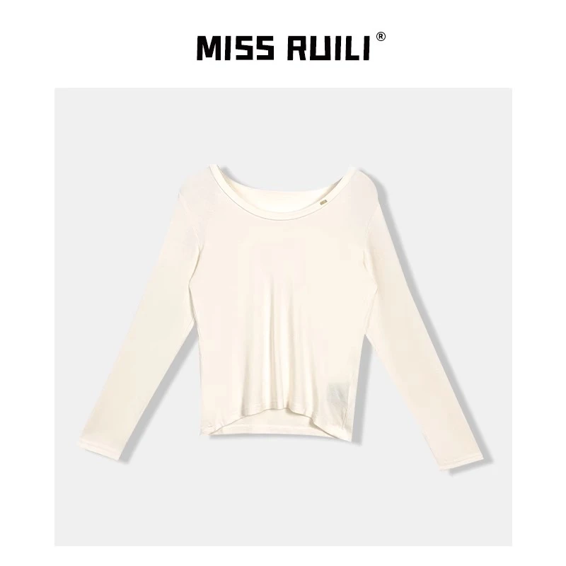 MISS RUILI定制 纯色百搭圆领T恤显瘦柔软打底衫A8188