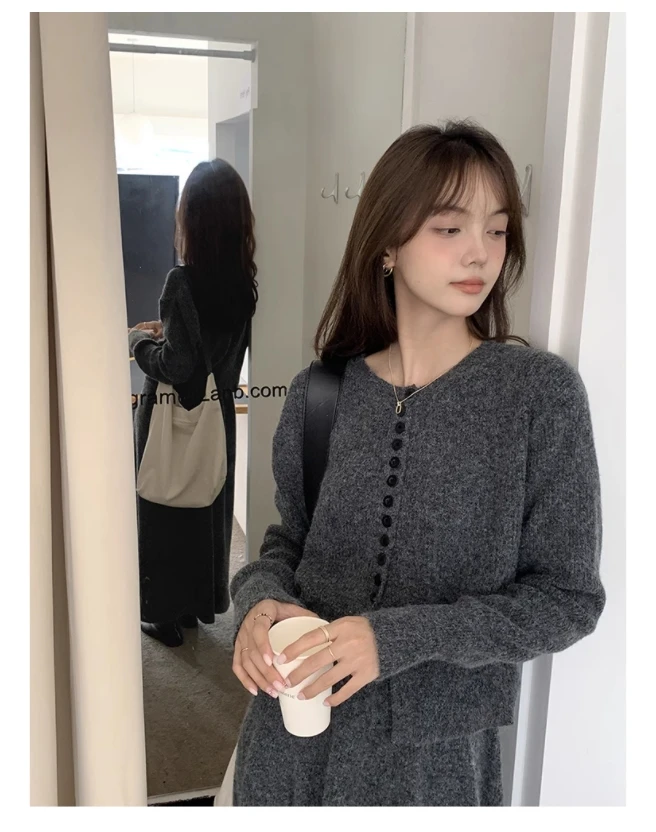 【61-70】套头毛衣女针织开衫慵懒风秋冬加厚时尚套装