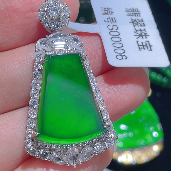 翡翠吊坠(不含链)银S925镶嵌
