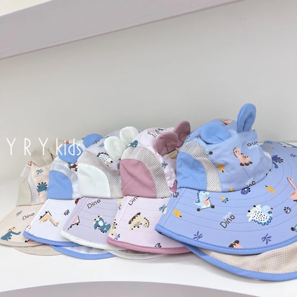 宝宝帽子夏季薄款男女童网眼遮阳帽出游大帽檐防紫外线儿童防晒帽