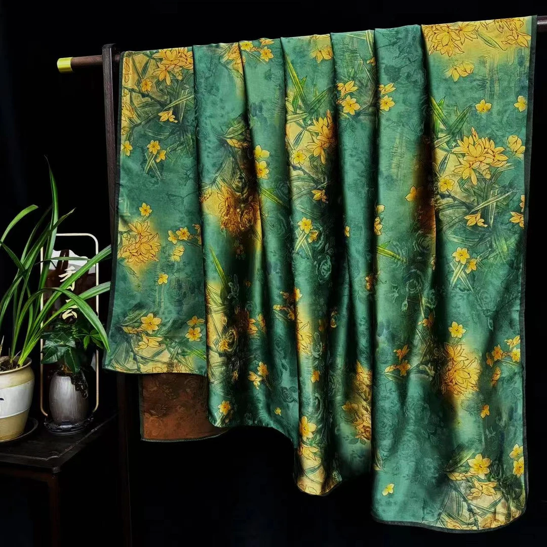 【青青子衿】非遗宋锦香云纱新中式国风披肩丝巾140*140（K-106）