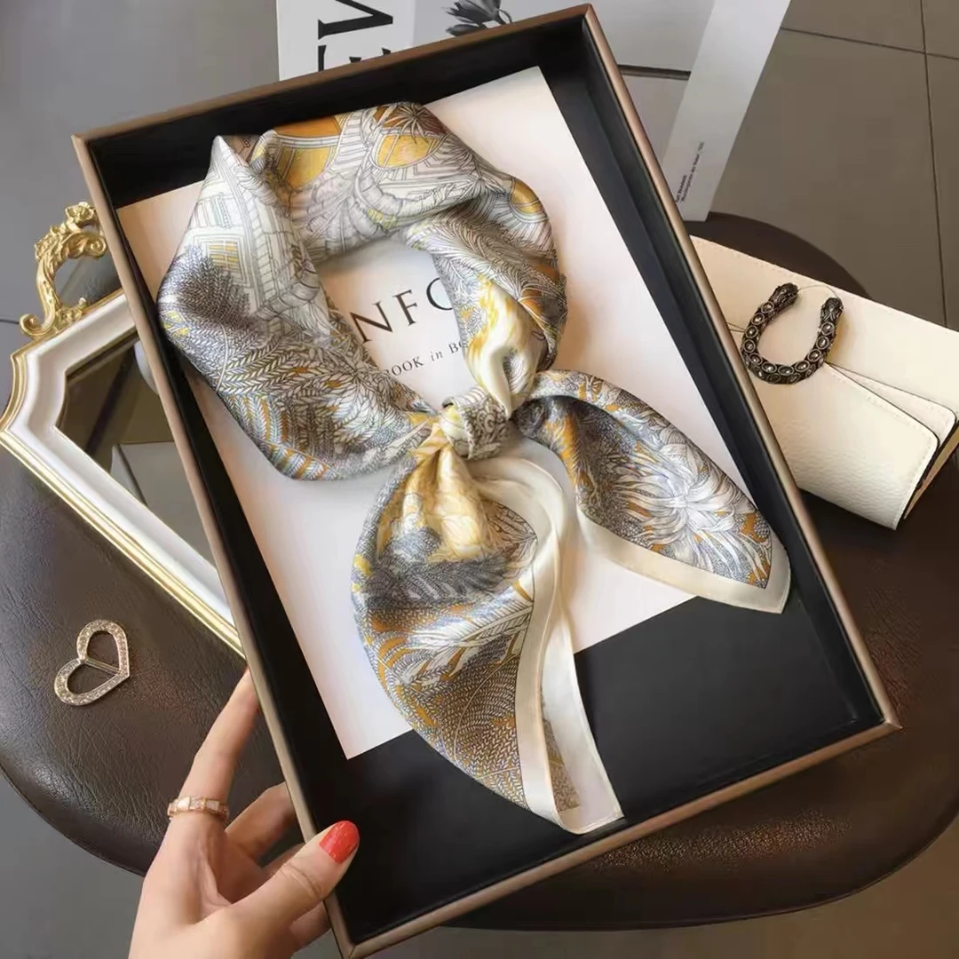 【香槟森林】时尚气质百搭丽锦缎披肩小方巾70*70（081-A）