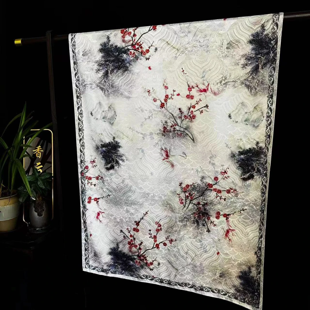 【梅香如故】龙鳞纹香云纱长巾国风披肩丝巾70*180（480-A）