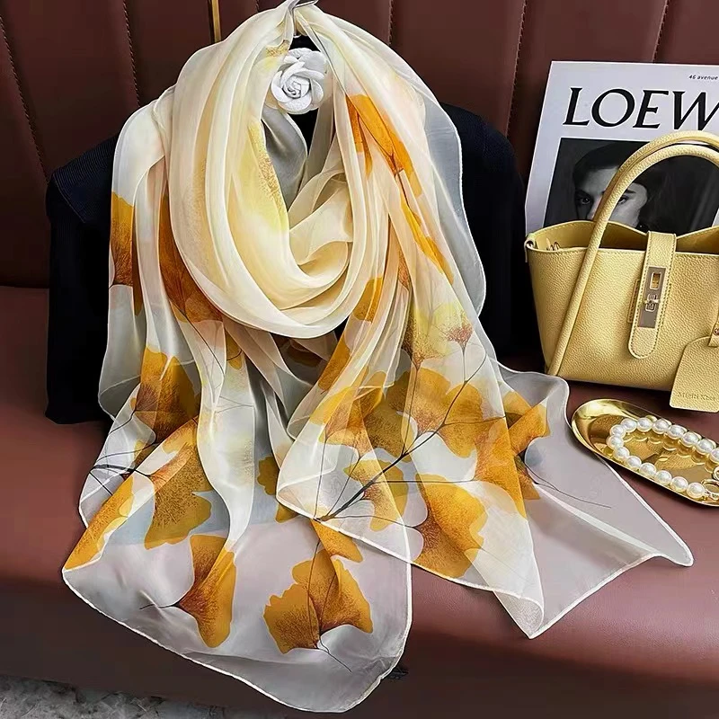 【热情银杏】优柔纱国风时尚气质百搭披肩丝巾130*180（234-A）