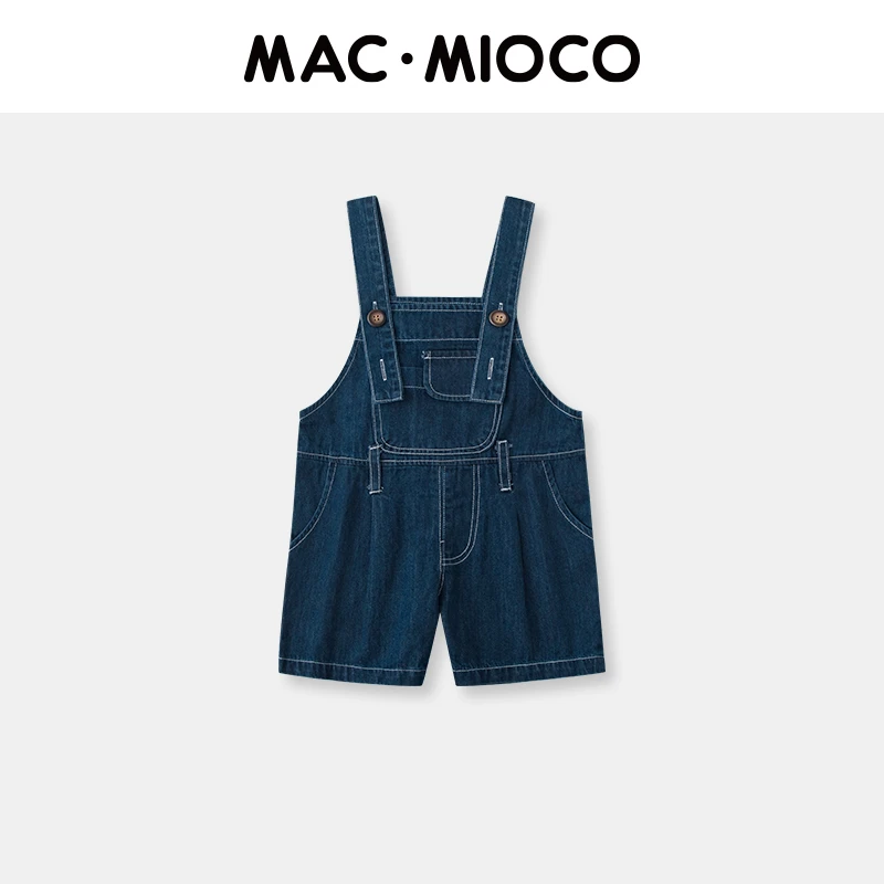 MACMIOCO背带儿童牛仔短裤男童宽松时髦夏季洋气男孩衣服51541