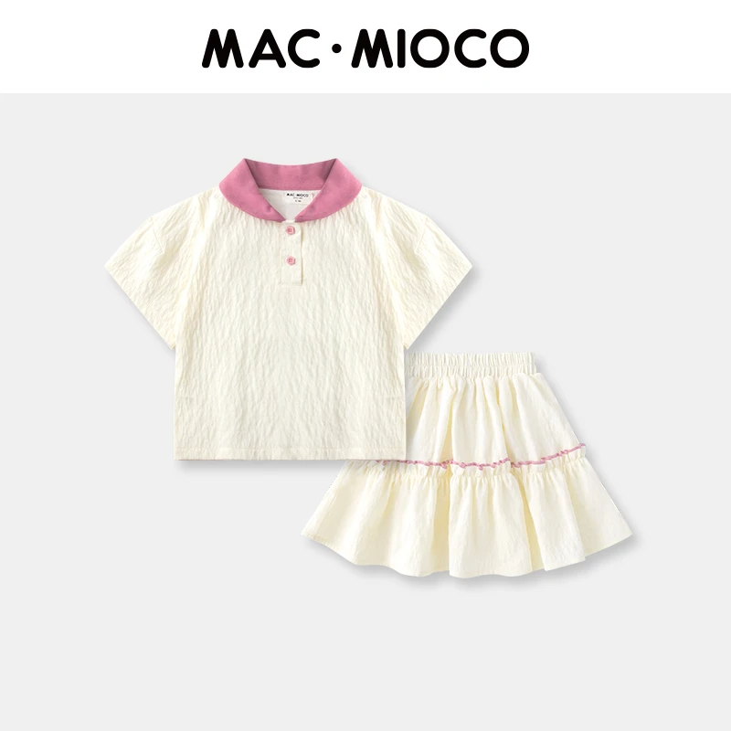 MACMIOCO | 2023时尚短袖女童可爱韩版运动短裙套装51523