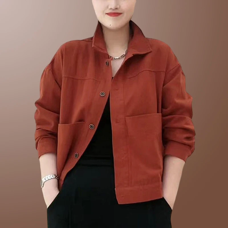 香朵儿2025春秋季宽松长袖短外套女士新款百搭夹克衫工装开衫上衣