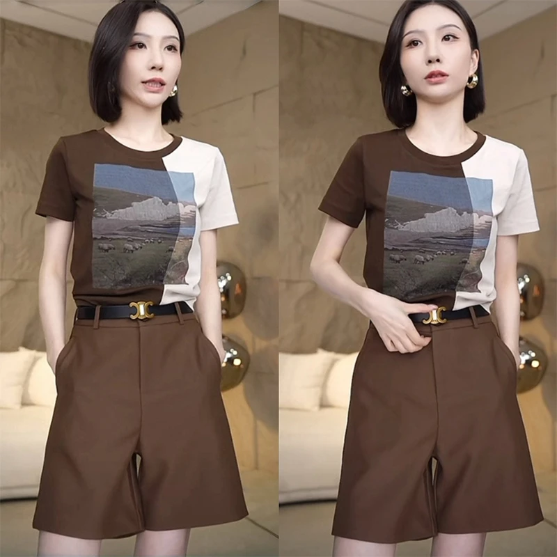 时尚休闲百搭套装通勤女装2025夏季新款观赛搭子高能感洋气两件套