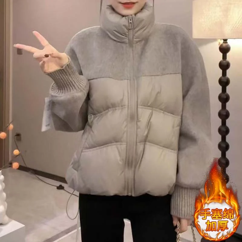 韩版宽松加厚立领棉服外套女2025年秋冬季新款设计感拉链保暖棉衣