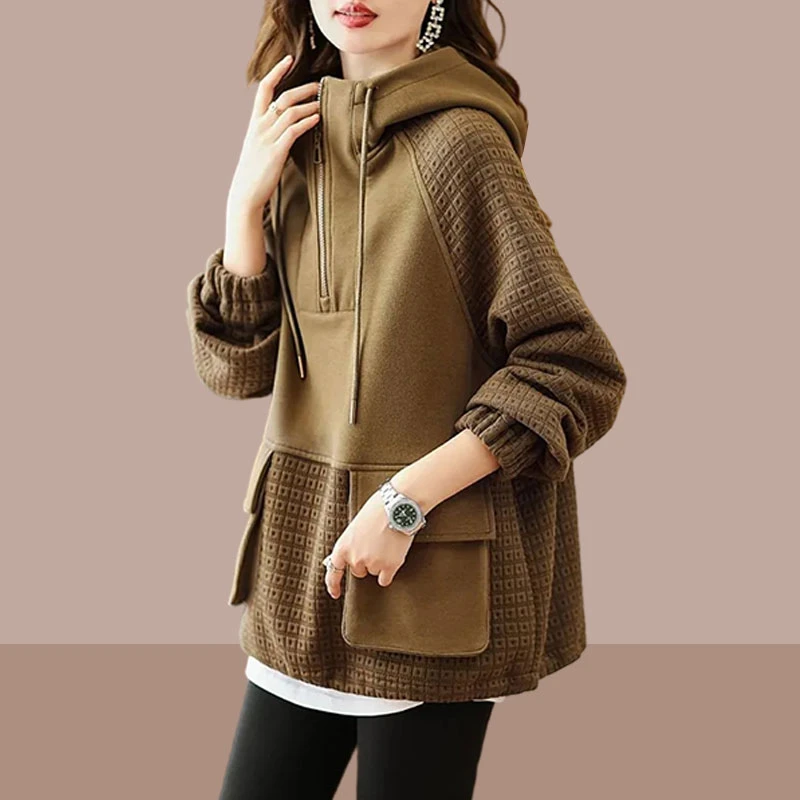 设计感减龄连帽卫衣2026新款小个子大码宽松显瘦洋气上衣大码女装