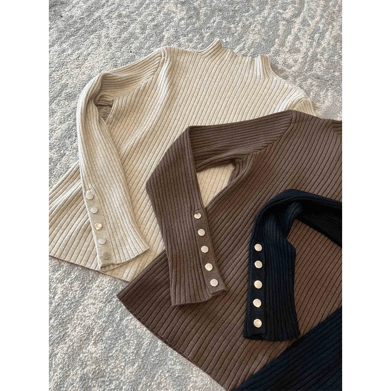 设计感半高领毛衣女2026秋冬季新款时尚休闲洋气气质百搭打底上衣