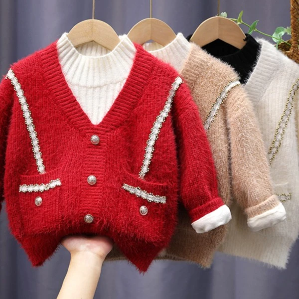女童针织衫春秋洋气宝宝新款小童女宝套头韩版儿童秋冬毛衣