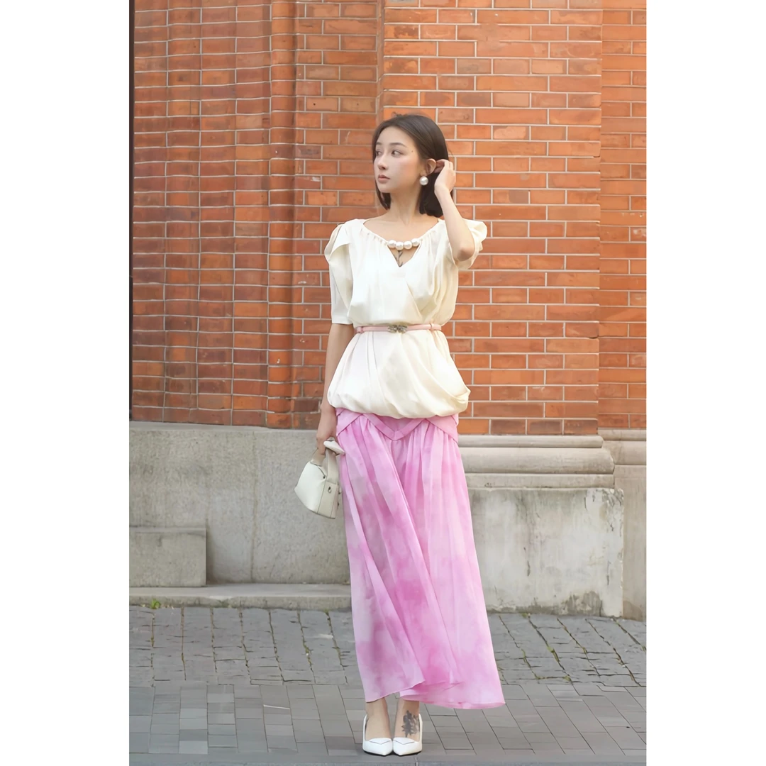 PITAO原创【珍珠小姐】套装 半身裙 气质 时尚 夏季 法式显瘦