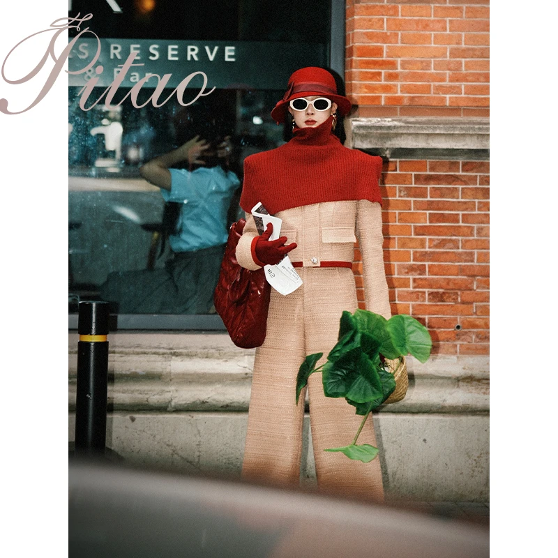 杜屁屁桃PITAO 原创【路易周刊】外套+长裤 复古设计师秋冬休闲时尚