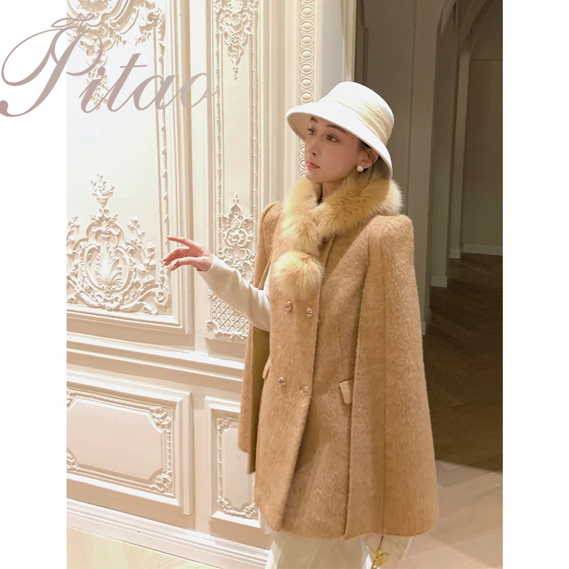 杜屁屁桃PITAO 原创【巴黎之约】羽绒服斗篷气质网红时尚中长款秋冬