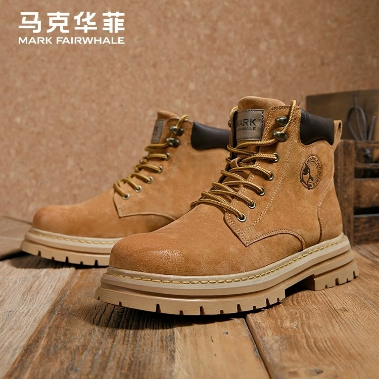 马克华菲马丁靴男鞋春季踢不烂大黄靴男英伦复古登山户外工装靴子