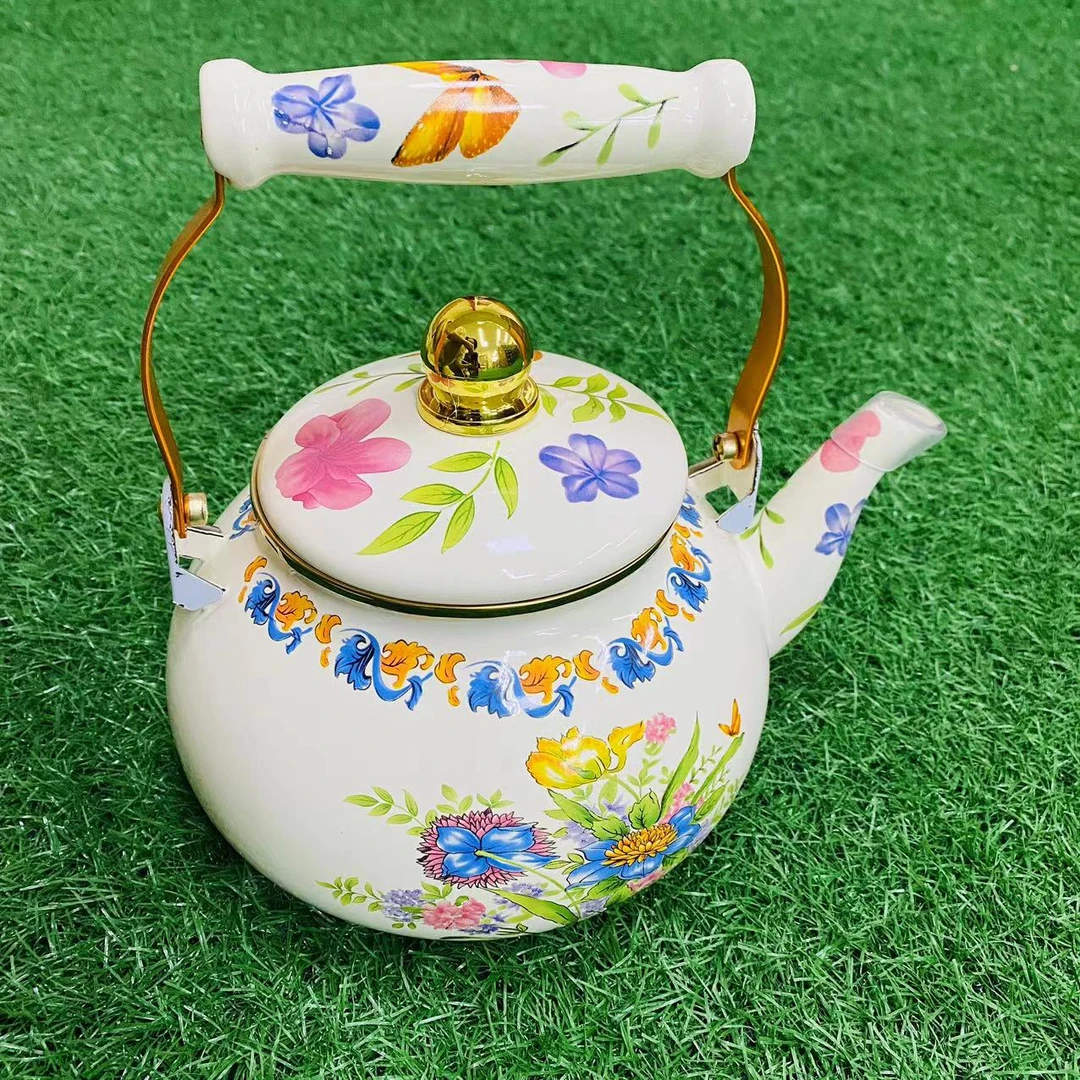 2.5L浪漫时光珐琅搪瓷烧水壶茶壶灶具通用