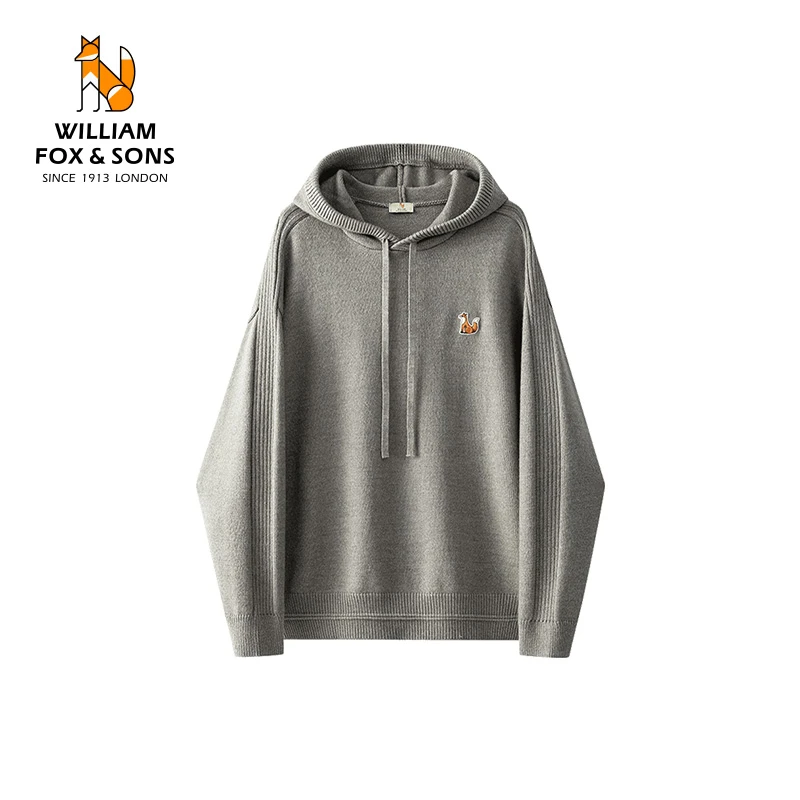 英国小狐狸重磅双股粗针纱线针织宽松插肩袖男士长袖针织卫衣外套