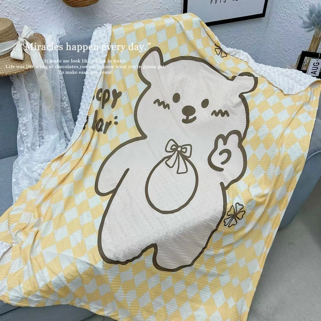 【5016】120*150冰丝毯豆豆安抚毛毯新生儿被子儿童盖毯春秋薄被