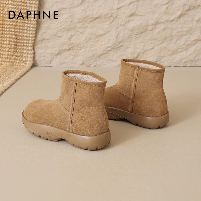 达芙妮雪地靴女款2025新款冬季厚底乐福棉鞋加绒加厚防滑保暖东北