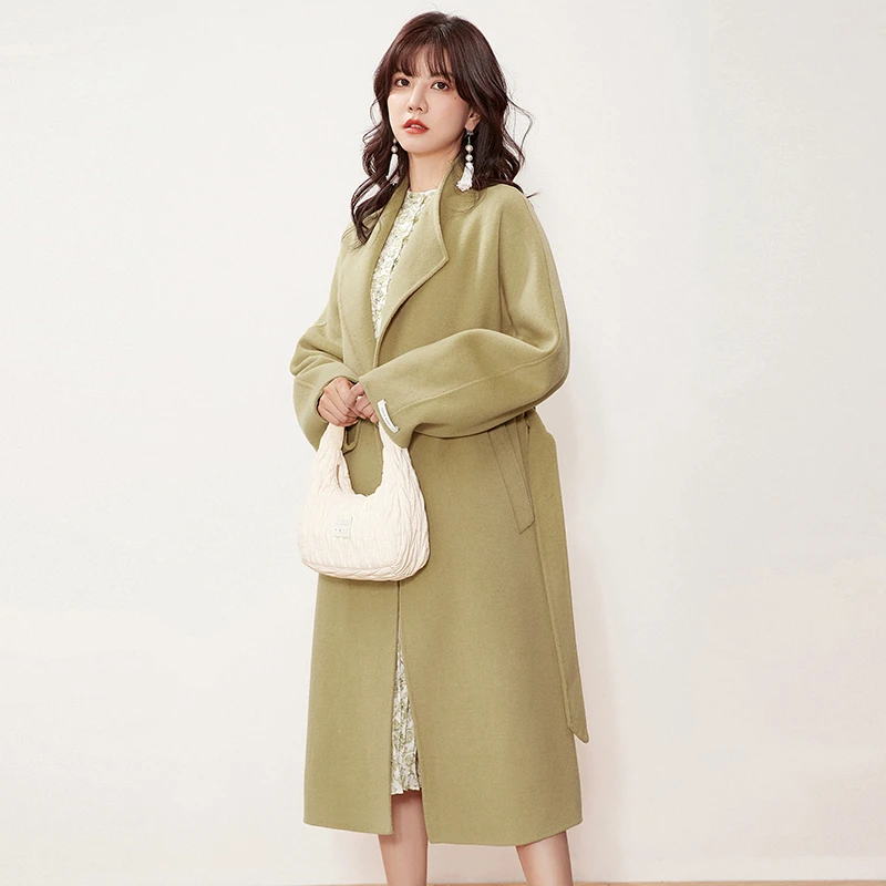 44HZ1E0009双面尼绵羊毛毛呢外套大衣女2024冬