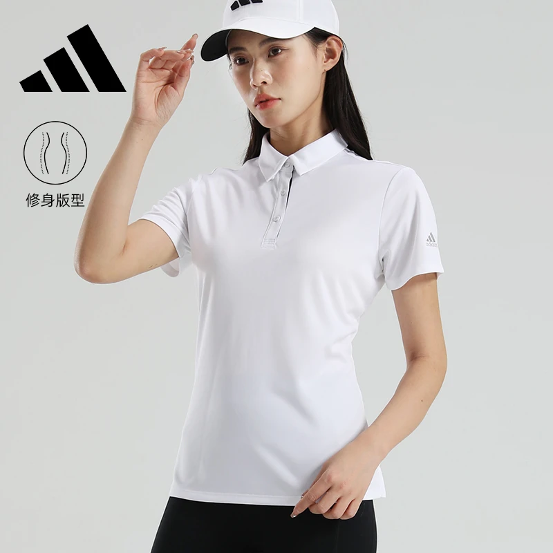 Adidas阿迪达斯正版女士运动polo衫白色短袖薄款翻领夏季透气T恤