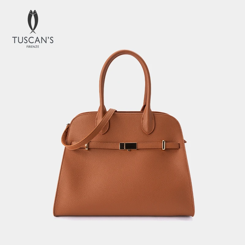 TUSCAN'S经典百搭纯色真皮气质款女士通勤轻奢时尚手拎包单肩包