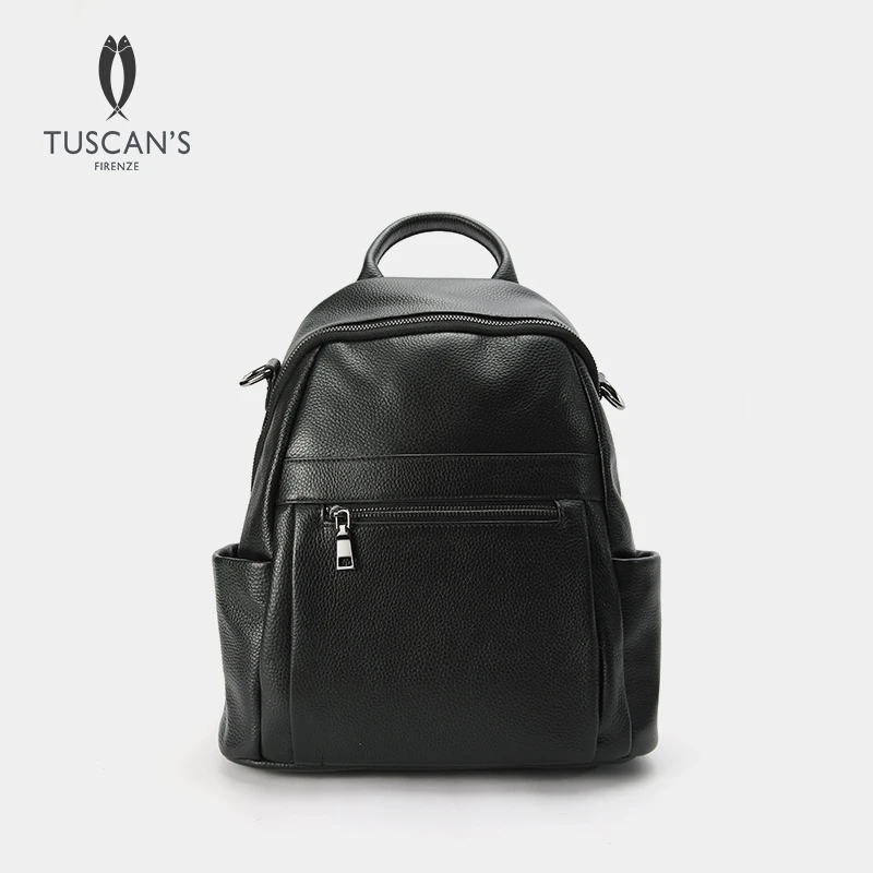 头层牛皮时尚休闲百搭女士真皮潮流双肩包女双肩背包TS时代双鱼