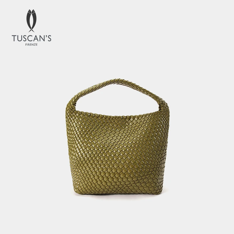 TUSCANS时尚女士手工编织包手提包白色百搭单肩包时代集团包包