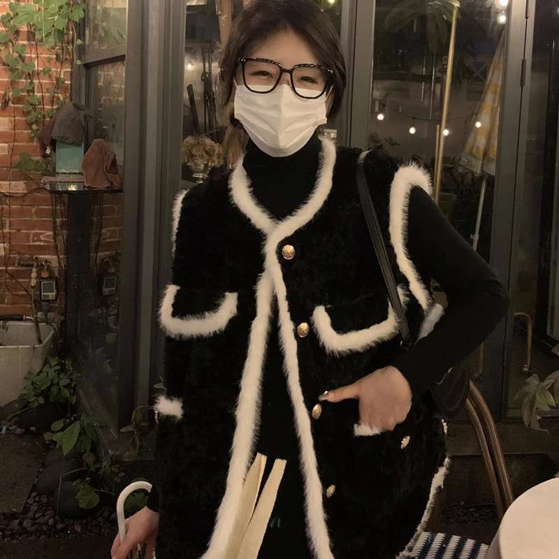 偏汐毛马甲女秋冬2025年新款气质小香风背心外搭毛毛马夹外套百搭