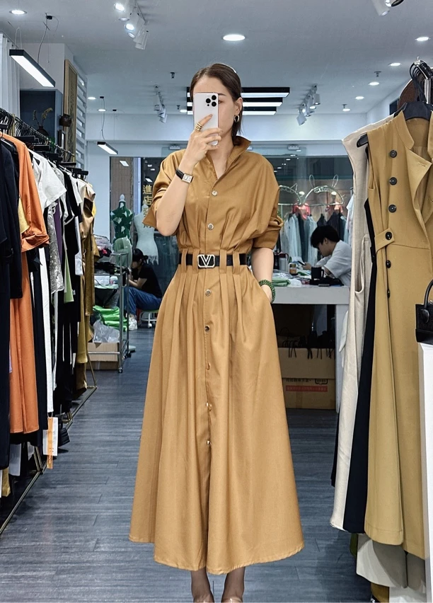 ［转季清货］设计感收腰时尚大气风衣裙8862013