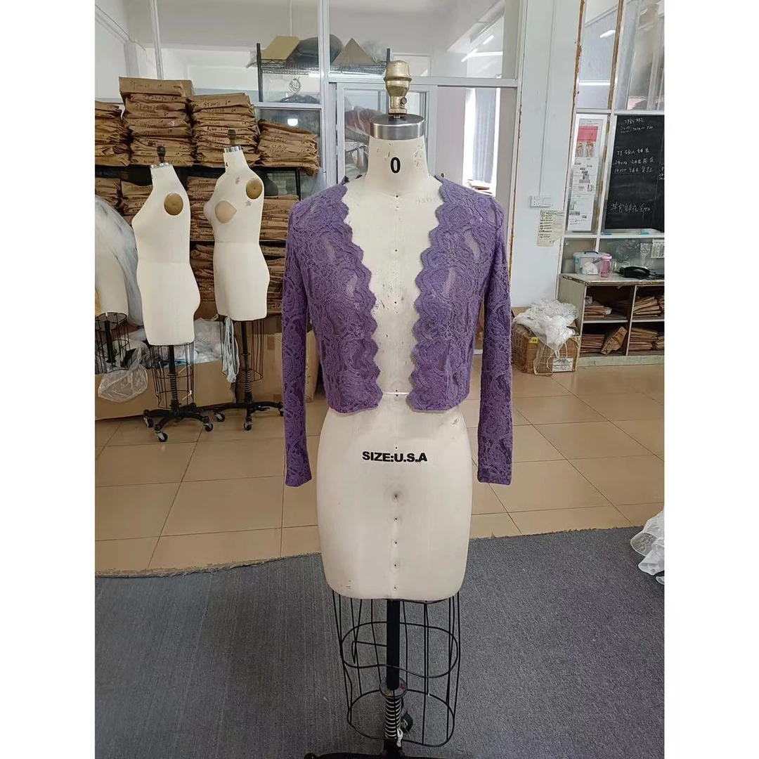 原创自制【紫铃】复古新中式国风百搭毛织旗袍秋冬蕾丝气质开衫