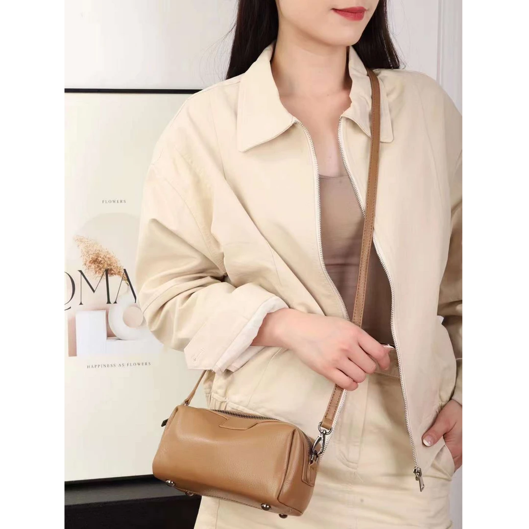 头层牛皮真皮女斜挎包精致时尚百搭休闲优雅6211气质复古单肩