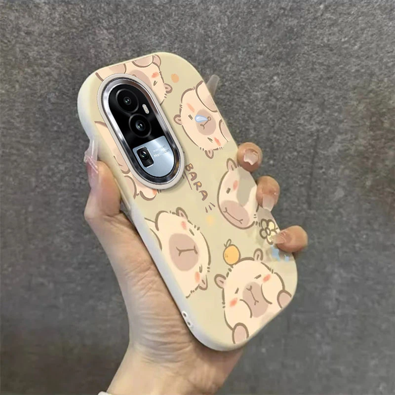 卡皮巴拉OPPORENO10手机壳OPPORENO10PRO胖墩金属框硅胶潮