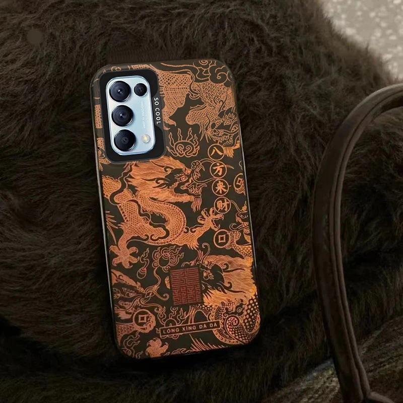 国色金色祥龙OPPORENO5手机壳OPPORENO5PRO防摔磨砂彩银ins