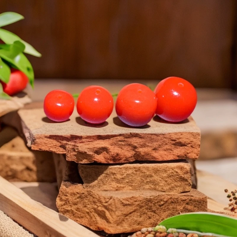 保山 老形珠单株【直径7-16锦红色】佩戴保养天然满肉红润饱满