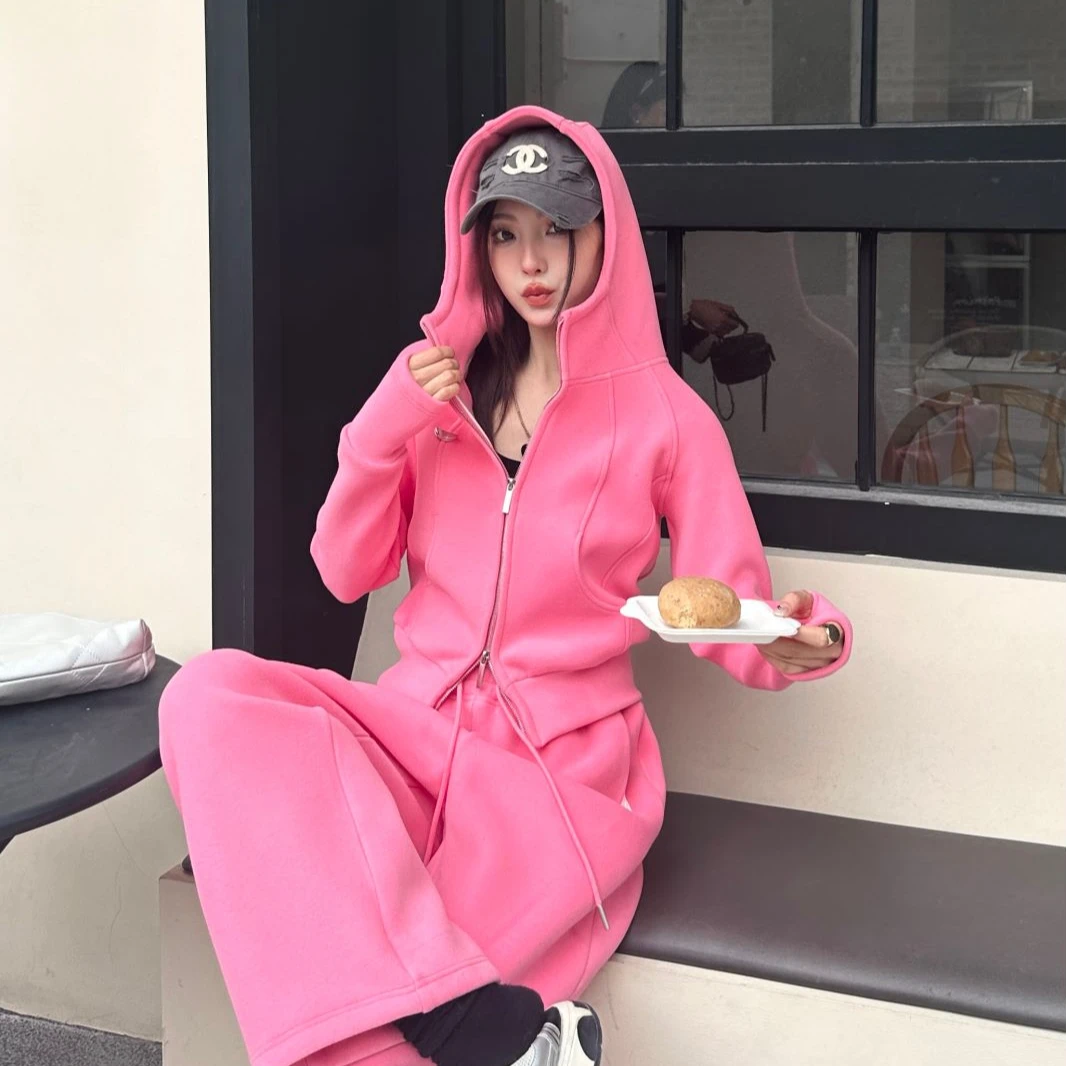 SUNINSKY曲线分割超显瘦防风带指套外套可调节脚口长裤k312008