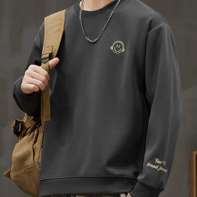 2024春季新款男士上衣长袖时尚休闲潮流圆领百搭宽松卫衣