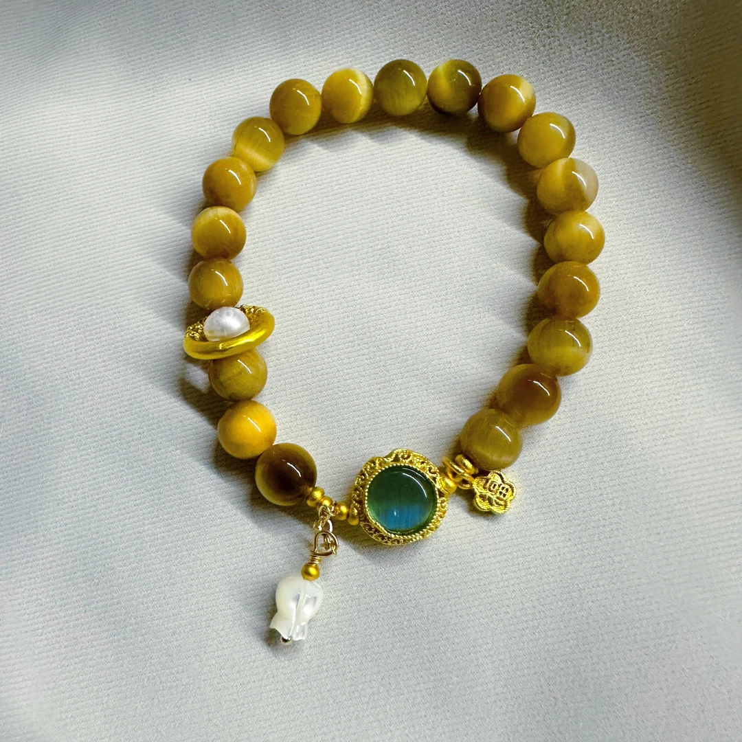 【虎虎生威】时尚天然虎晶石手链7113