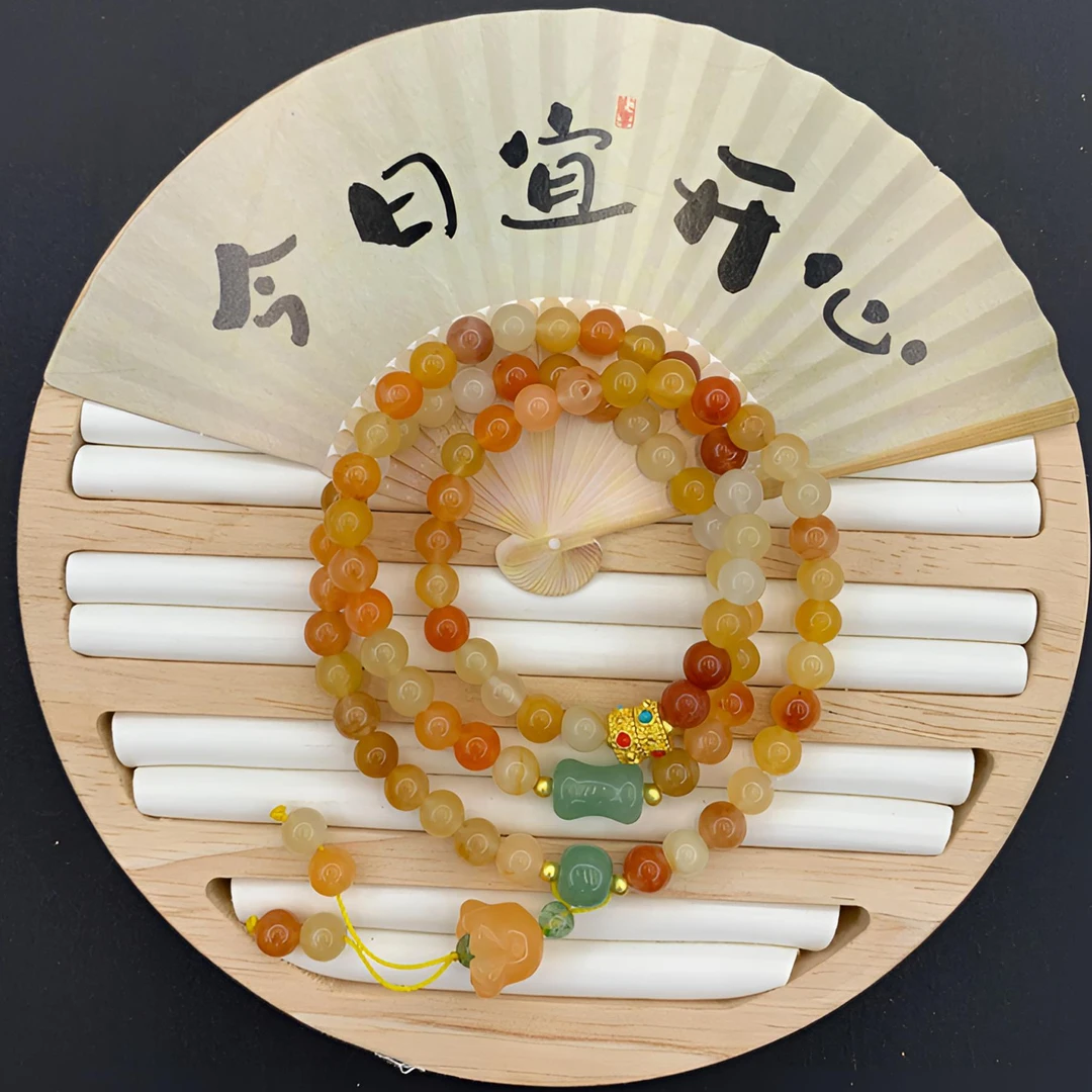 【多宝多福】超七多宝金丝玉手链天然珠宝多层轻奢女手串3圈ZB202