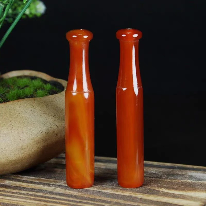 酒红色冰透烟嘴老式管式烟具配件送礼自用