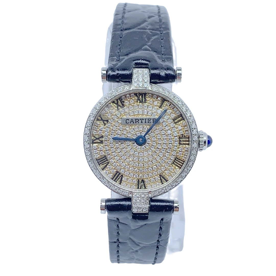 95新 Cartier/卡地亚 07540/A女士石英表/24表径/带扣后配/后钻盘