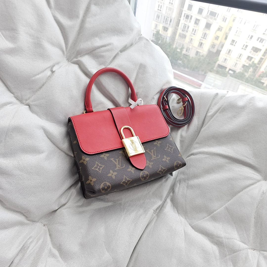 95新 LouisVuitton/路易威登 803194 LV红色锁头手提单肩包