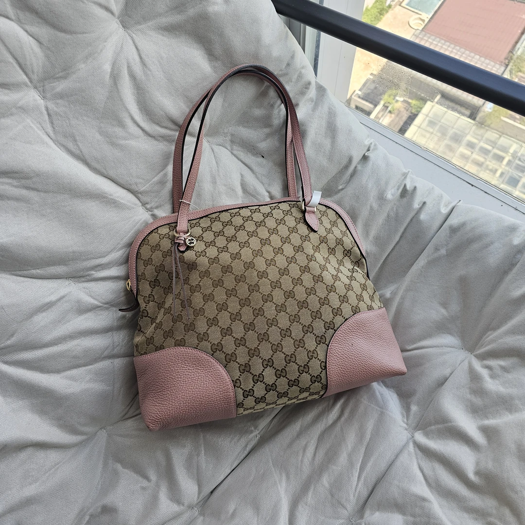 95新 GUCCI/古驰 802655 gucci 粉拼老花手提包